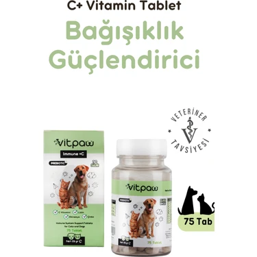 Vitpaw Immune C Tablet (Kedi ve Köpekler Için Destekleyici Tablet 75