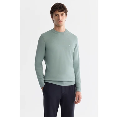 AVVA Erkek Nil Yeşili Yüksek Bisiklet Yaka Rayon Triko Regular Fit Kazak