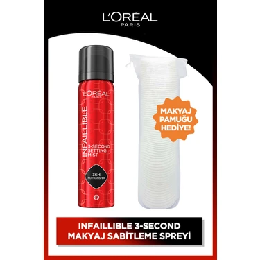 L'oréal Paris Infaillible 3-Second Makyaj Sabitleme Spreyi Makyaj Pamuğu