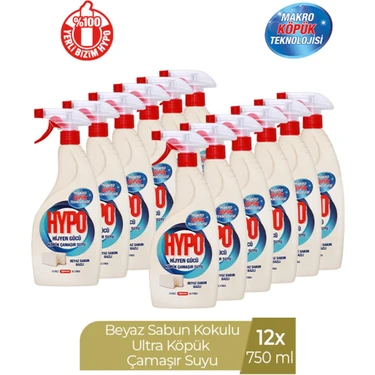 Hypo Köpük Çamaşır Suyu Beyaz Sabun Kokulu 750 ml x 12