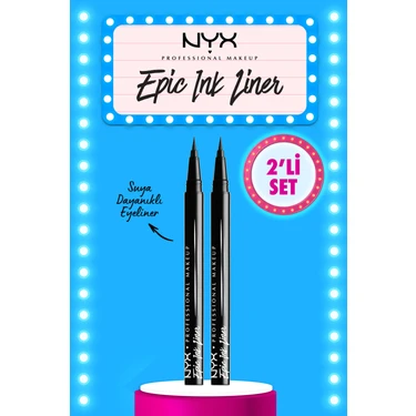 Nyx Professional Makeup 2'li Suya Dayanıklı Epic Ink Siyah Eyeliner