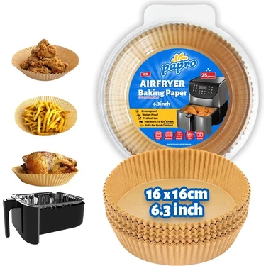 Papro Airfryer Pişirme Kağıdı,fritöz Yağlı Kağıdı Avantajlı Paket  4 Al 3 Öde 25'li