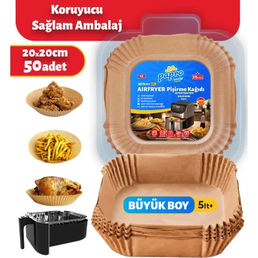 Papro Airfryer Pişirme Kağıdı Büyük Boy Kare 50 Adet