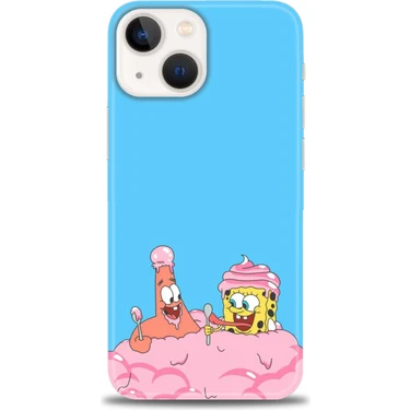 iPhone 15 Plus Kılıf Hd Baskılı - Spongebob + 9h Nano Ekran