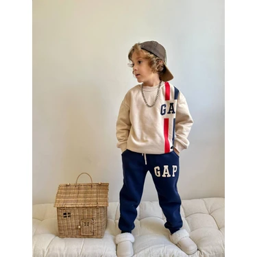 Sacro Kids Gap Çizgili Eşofman-Sweatshirt 3 Iplik Şardonlu Kışlık Erkek Çocuk