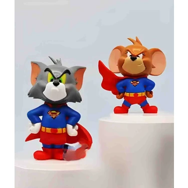 Bandai Tom ve Jerry Süper Kahraman Figür Seti - Superman Kostümlü Özel