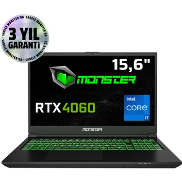 Monster Tulpar T5 V23.4.2 Intel Core I7 12700H 32 GB Ram 1 Tb SSD 8 GB Rtx 4060 Freedos 15,6" Fhd