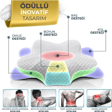 Terapise Boyun Destekli Ortopedik Visco Yastık 60*37*13/11