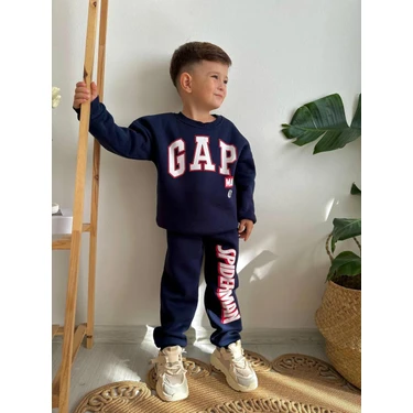 Sacro Kids Gap Spiderman Baskılı Eşofman-Sweatshirt 3 Iplik Şardonlu Kışlık Erkek Çocuk