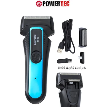 Powertec TR-150 Profesyonel Şarjlı Günlük Sakal Tıraş Makinesi Sinekkaydı Tıraş ve Erkek