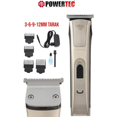 Powertec TR-558 Profesyonel Şarjlı Saç Sakal Ense T-bıçak Tıraş