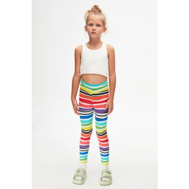 Handdrawn Stripe Kız Çocuk Desenli Yazlık
