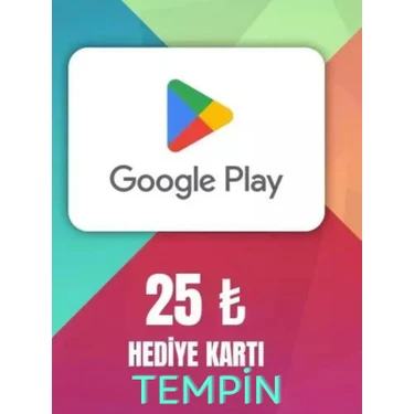 Google Play 25 TL Hediye Kartı Dijital Ürün Tüm Mağazalarda Anında Kullanım
