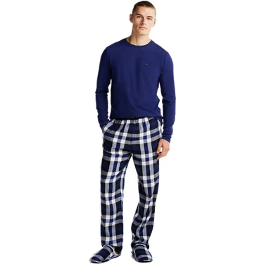 Tommy Hilfiger Erkek Mavi Pijama Takımı ( Terlik Hediyeli )