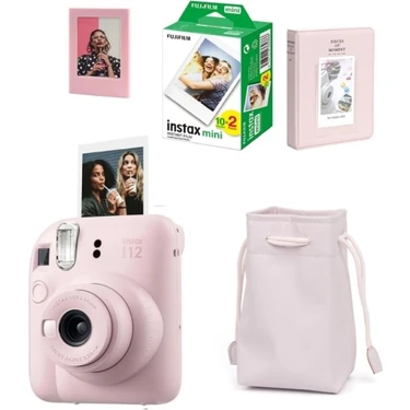 Fujifilm Mini 12 Fotoğraf Makinesi 12'li Film , Büzgülü Kılıf, 64'lü Albüm ve Mıknatıslı Çerçeve