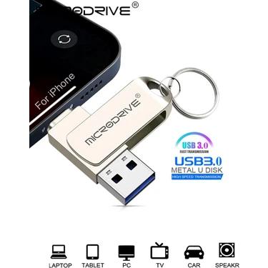 Laula İphone Uyumlu USB 128 Gb / 64 Gb Lightning ve Usb 3.0 Flash Bellek   Otg Çift Giriş Hızlı