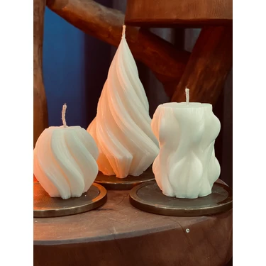 Mumias Candle 3'lü Dalgalı Model & Yılbaşı Ağacı Spiral Model ve Dönence Model Dekoratif Mum