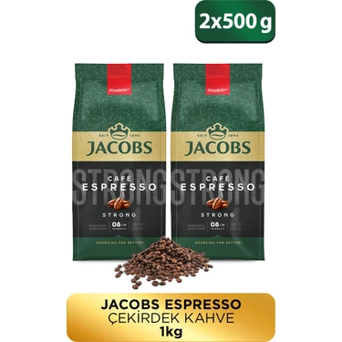 Jacobs Café Espresso Çekirdek Kahve 500 gram x 2 Adet (1