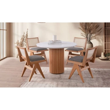 Gazzini Furniture Rustic Yuvarlak Ahşap Bohem Masa
