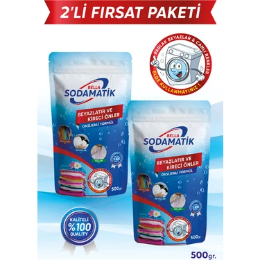 Bella Sodamatik, Çamaşır Sodası, Kireç Önleyici ve Beyazlatıcı 500 Gram x 2