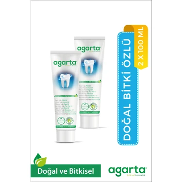 Agarta Doğal Bitki Özlü Florürsüz Diş Macunu 100 Ml/130 Gr X 2