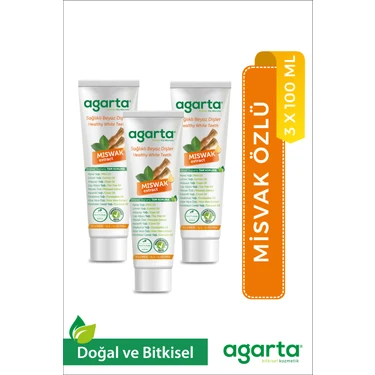 Agarta Doğal 3 Adet Misvak Özlü Diş Macunu 100 ml (3