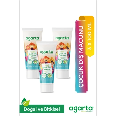 Agarta Doğal Çocuk Diş Macunu Çilekli 75 Ml / 100 Gr X 3