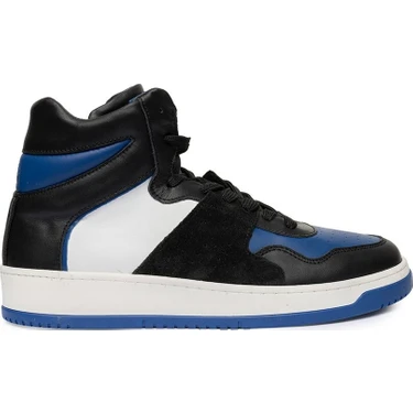 Greyder Erkek Siyah Mavi Beyaz Hakiki Deri Sneaker Bot