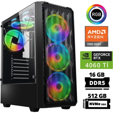 Xaser Delux X33 Ryzen 5 7500F 16GB Ddr5 Ram 512GB M.2 Nvme SSD 8gb RTX4060 Ti Masaüstü Oyuncu