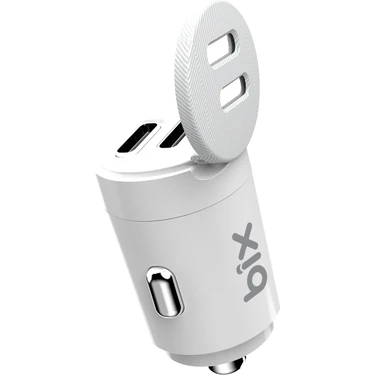 Bix BXCC65C 65W Çift Portlu Type-C Araç Şarj Aleti Apple iPhone & Android & Notebook Mini Araç Içi