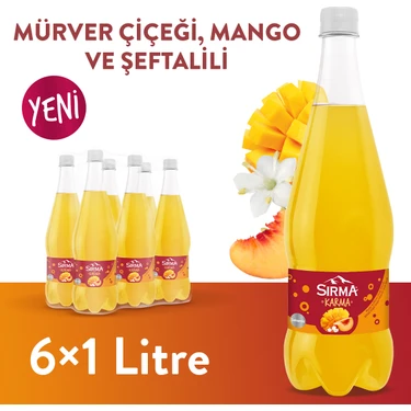 Sırma Karma Mango ve Mürver Çiçeği Aromalı Şeftalili Doğal Maden Suyu 1 L X6