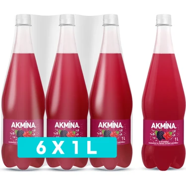 Akmina B Vitaminli Karadut u0026 Frenk Üzümü Aromalı Maden Suyu 1 L X6