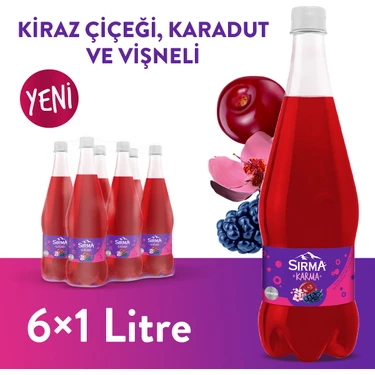 Sırma Karma Karadut ve Kiraz Çiçeği Aromalı Vişneli Doğal Maden Suyu 1 L X6