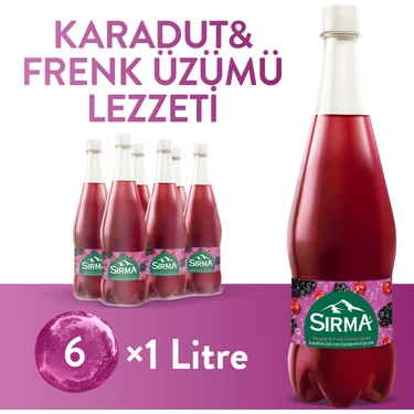 Sırma B Vitaminli Karadut & Frenk Üzümü Aromalı Maden Suyu 1 L X6