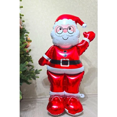 Pekshop Dev Noel Baba Folyo Balon Ayaklı Yerde Durabilen 155cm Noel Baba Yılbaşı