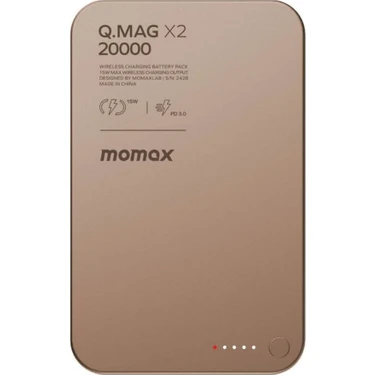 Momax Q Mag X2 20000 Mah Magsafe Powerbank Kablosuz Powerbank Desert