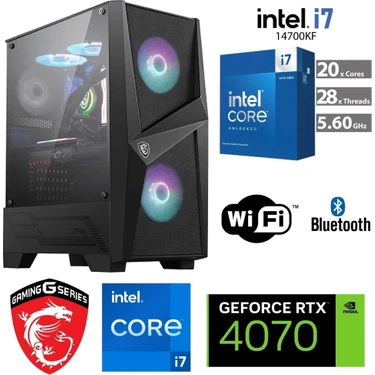 Msı Ddr5 Gaming Pc / 12 GB RTX4070 / I7 14700KF (I7 14.nesil) / 64 GB Ddr5 6000 Mhz Ram / 2 Tb M.2