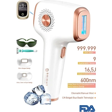 Bright Elegance BE-9030 Buz Lazer IPL Cihazı 999.999 Atım Beyaz Renkli Ağrısız