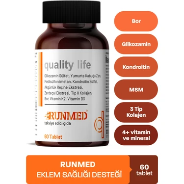 Runmed 60 Tablet Glukozamin Msm Kondroitin Tip 2 Kolajen, Vitamin D3 K2, Yumurta Kabuğu Zarı,