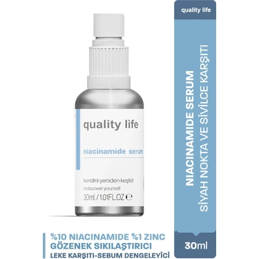 Quality Life Niacinamide Serum - Niacinamide 10% + Zinc 1% Cilt Yenileyici Leke Akne Sivilce