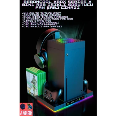 Beboncool XBX024S Xbox Series x Smart 8in1 Rgb Işıklı Soğutucu Fan Şarj