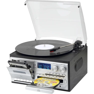 Ultratekno Hepsi Bir Arada Elektrikli Vintage Plak Çalar CD Çalar Kaset USB Bluetooth Tf Aux