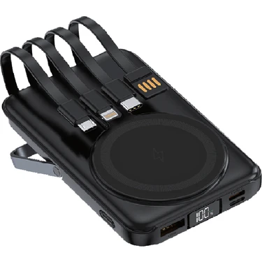 Linktech WF27 Mini LED Ekranlı 10000 Mah Çoklu Kablolu 22.5W Kablosuz Şarjlı