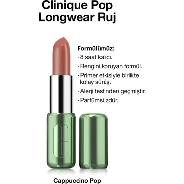 Clinique Pop Longwear Ruj - Renk: Capuccino - Saten