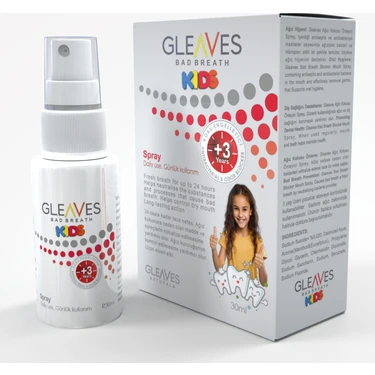 Gleaves Naturals Çilek Okaliptus Özlü Ağız Kokusu Engelleyici Alkolsüz Çocuk Ağız Bakım Spreyi - 30