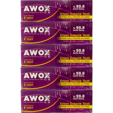 Awox Erken Gebelik Testi Kadınlar İçin %99.8 Kesin Sonuçlu 5 Adet Hijyenik