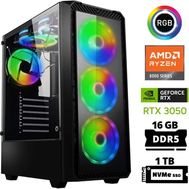 Xaser Delux X8 Ryzen 5 8400F 16GB Ddr5 Ram 1tb M.2 Nvme SSD 6gb RTX3050 Masaüstü Oyuncu