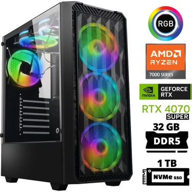 Xaser Delux X46 Ryzen 5 7500F 32GB Ddr5 Ram 1tb M.2 Nvme SSD 12GB RTX4070 Super Masaüstü Oyuncu