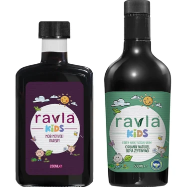 Ravla 2'li Ürün - Kids Mor Meyveli Karışım 250ml / Kids Yüksek Polifenollü Organik Naturel Sızma