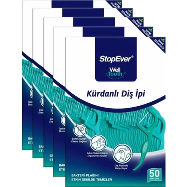 StopEver Well Tooth Kürdanlı Diş İpi 50 Adet X5 Ekstra Sağlam ve Ergonomik Tasarım ile Bakteri